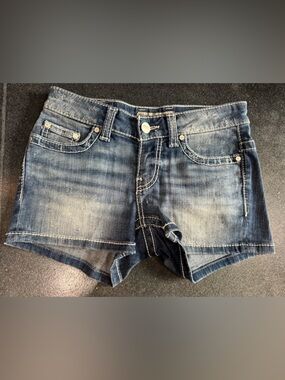 BKE Payton Women's Dark Blue Distressed Denim Jean Shorts